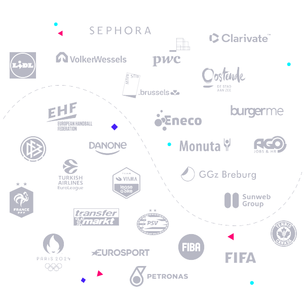 Logos of Content Stadium clients, including Lidl, DFB, EHF, PwC, SEPHORA, Eurosport and more