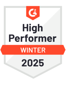 G2 Winter 2023 High Performer and Users Love Us badges, plus 4.7/5 user rating for content creation software