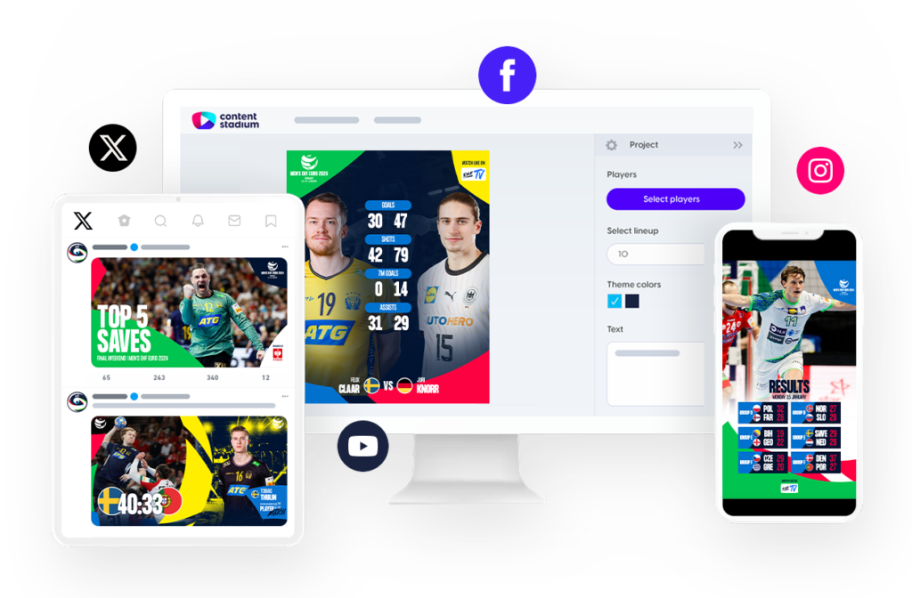 HF social media visuals and template in the Content Stadium platform